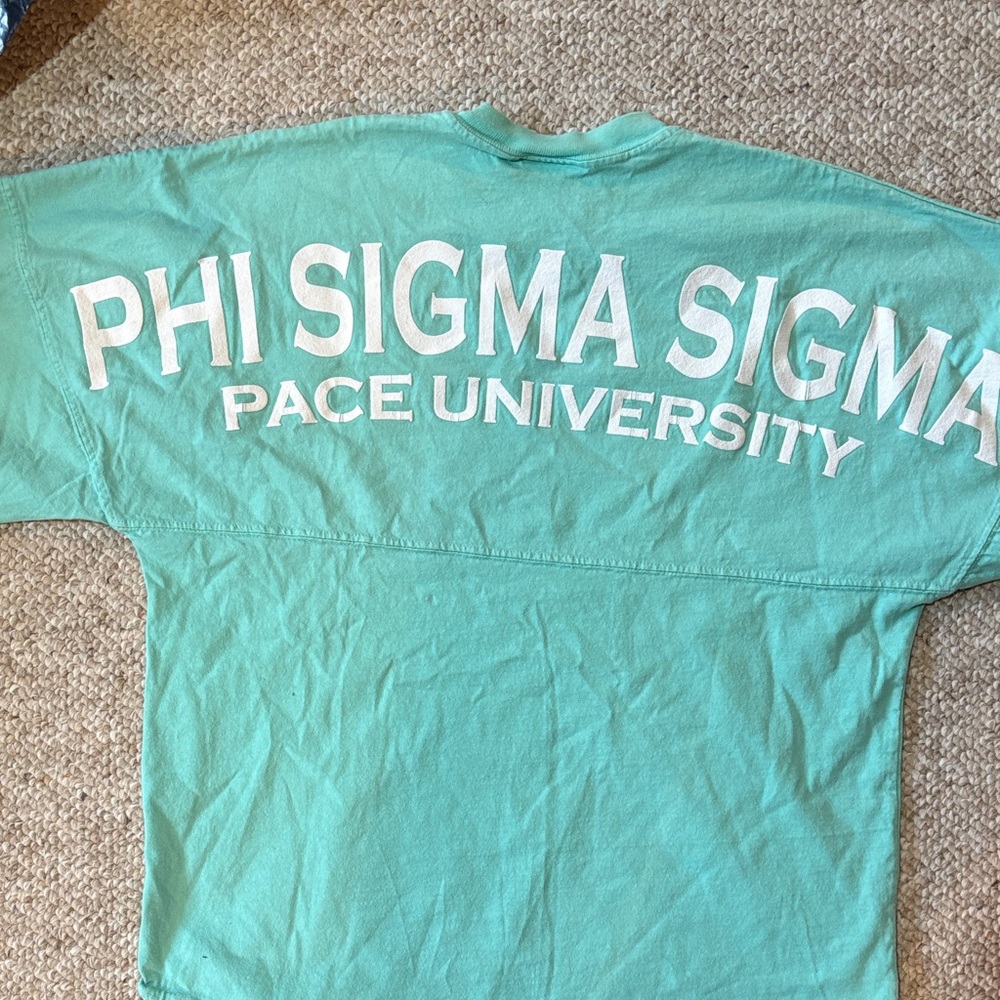 Spirit Mint Green Crewneck Tee with White Logo Tag